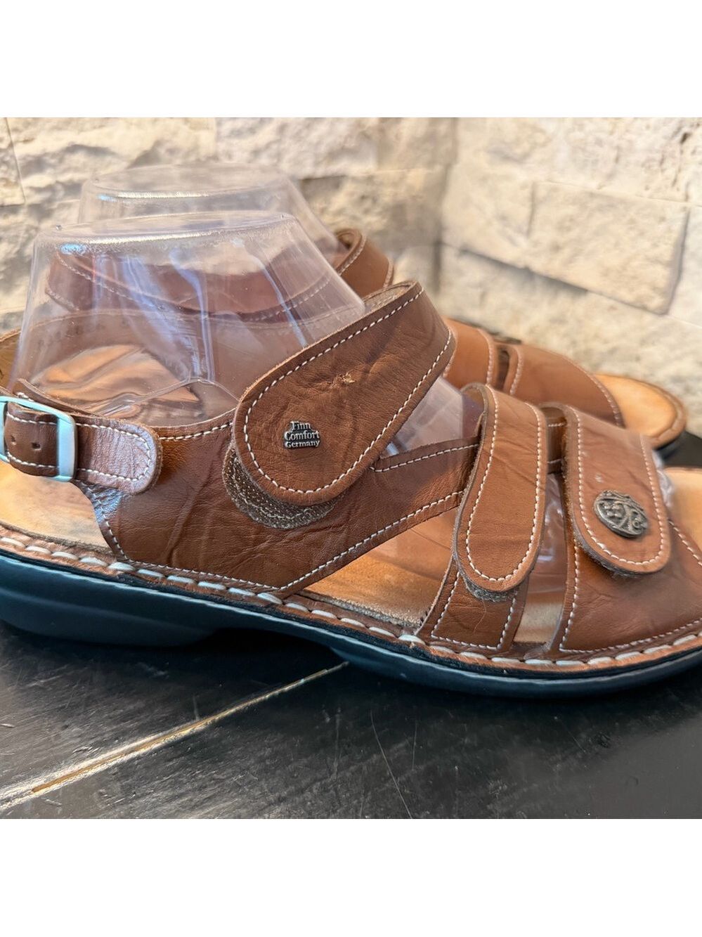 FINN COMFORT GOMERA-S COMFORT SANDAL LEATHER COGNAC (BROWN) EU 41 US 9.5 WOMEN - Picture 3 of 12